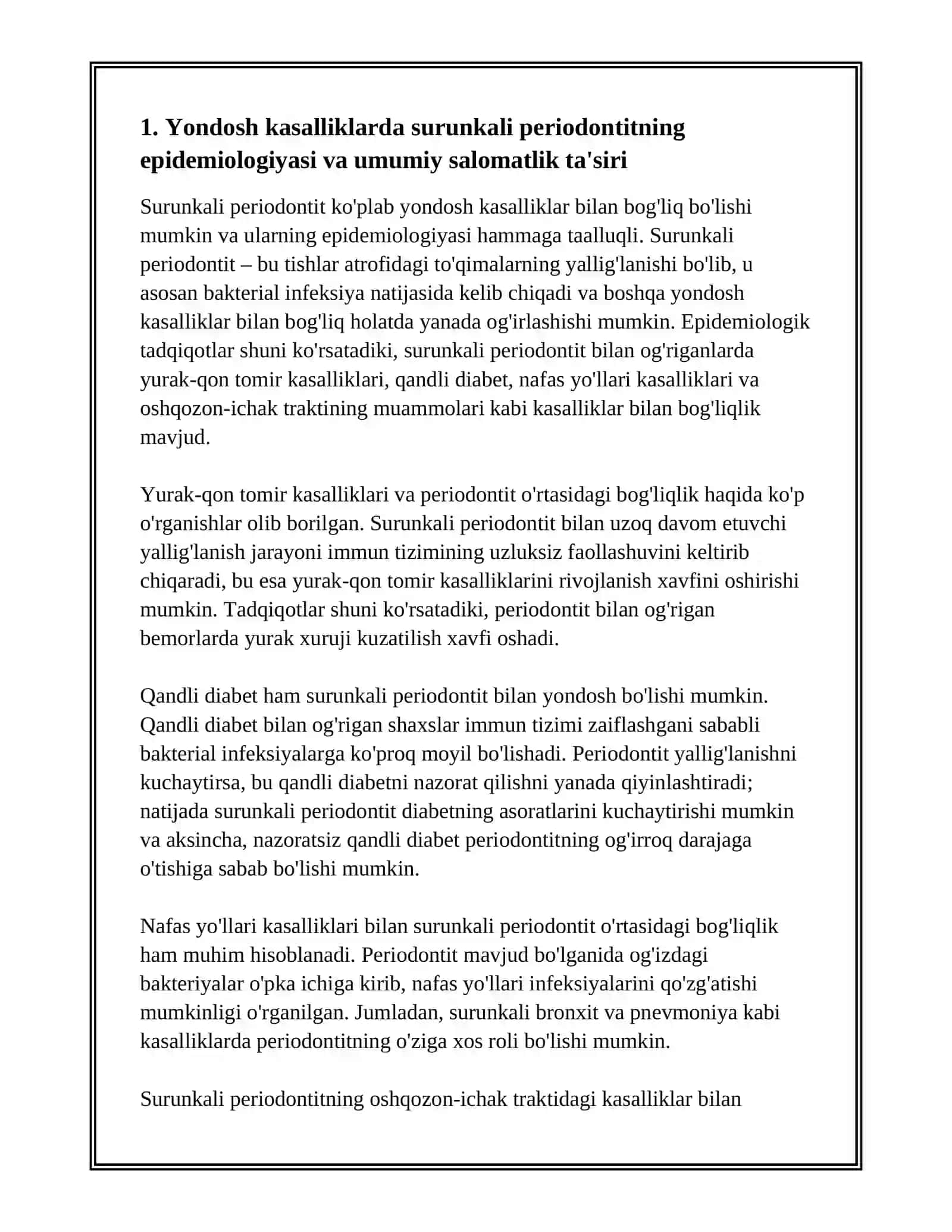YONDOSH KASALLIKLARIDA SURUNKALI PERIODONTITLARNI DAVOLASHNING O'ZIGA XOS TAKTIKASI 3