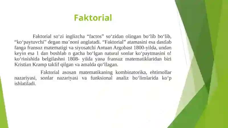 Faktorial va uning turlari 3