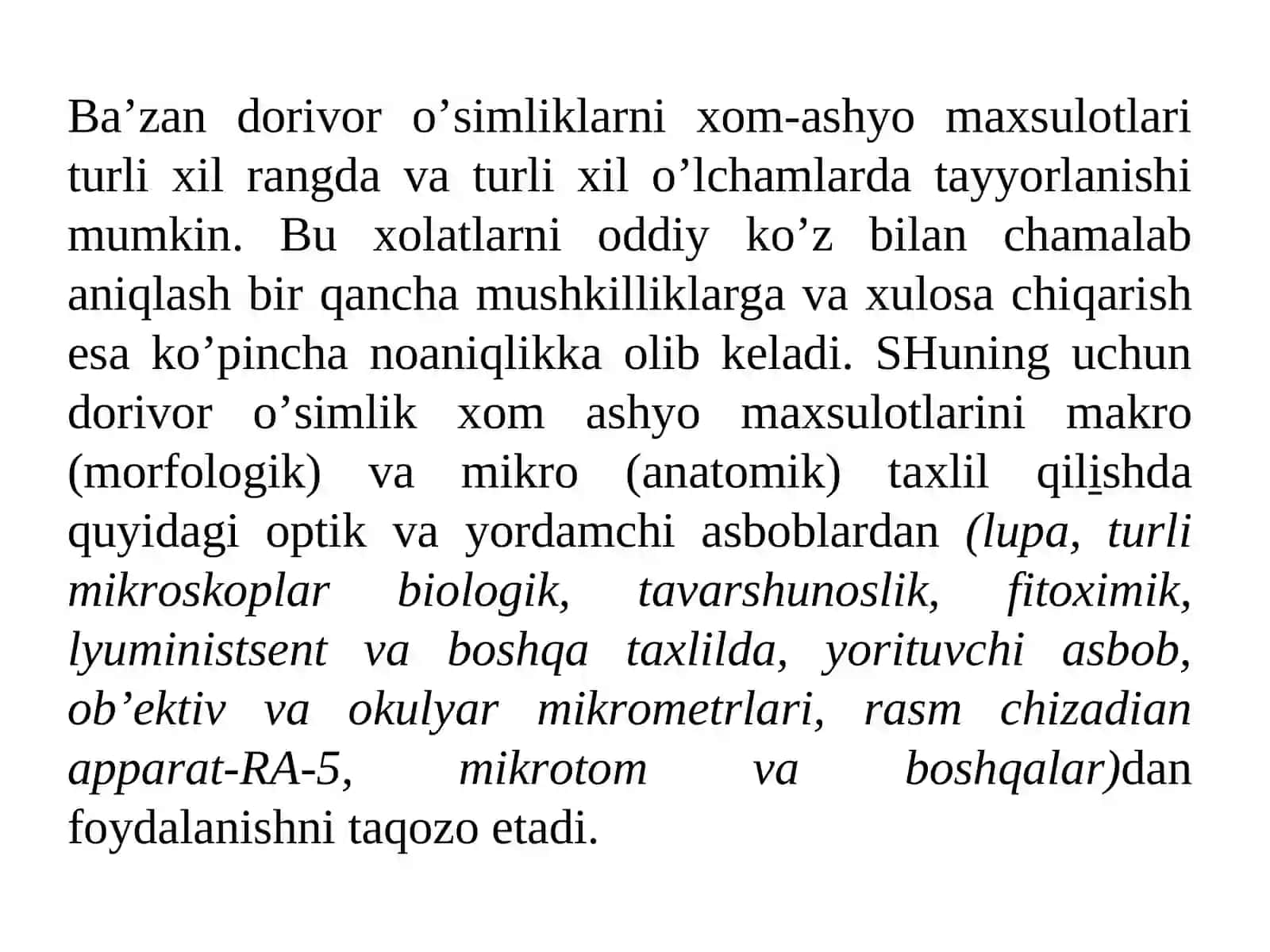 Dorivor o’simlik xom-ashyolarini taxlil qilishda qo’llaniladigan optik va yordamchi asboblar 3