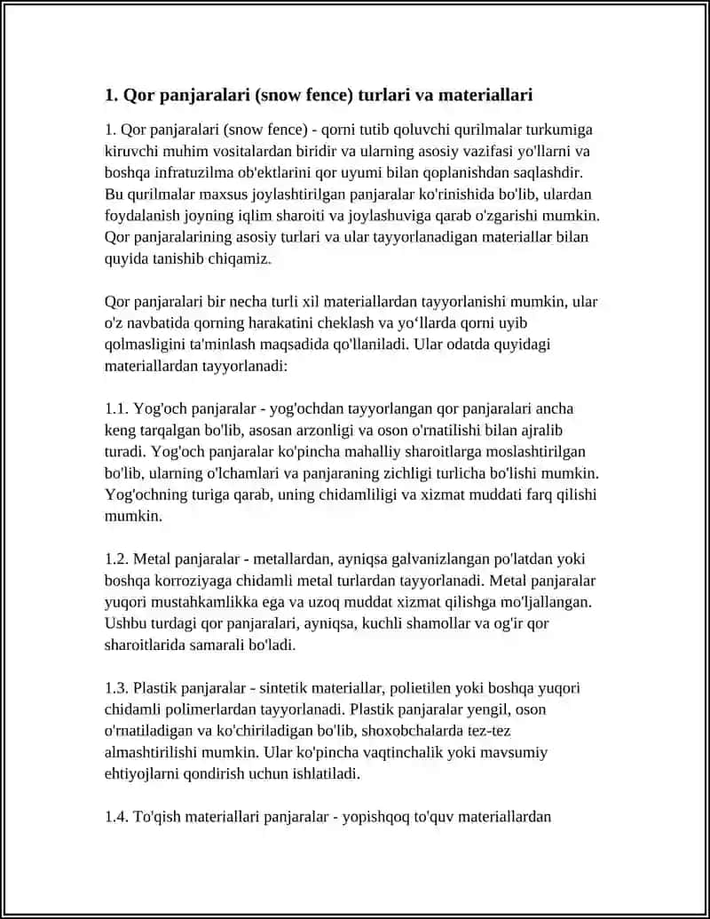 Qor panjaralari (snow fence) turlari va materiallari 3