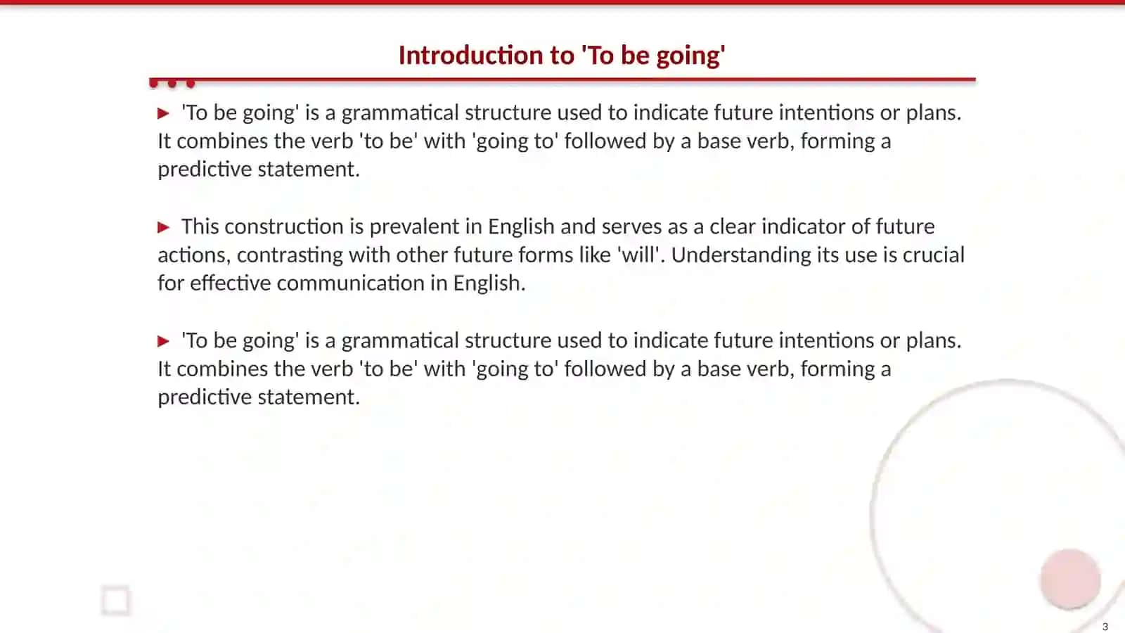 Grammer To.be going 3