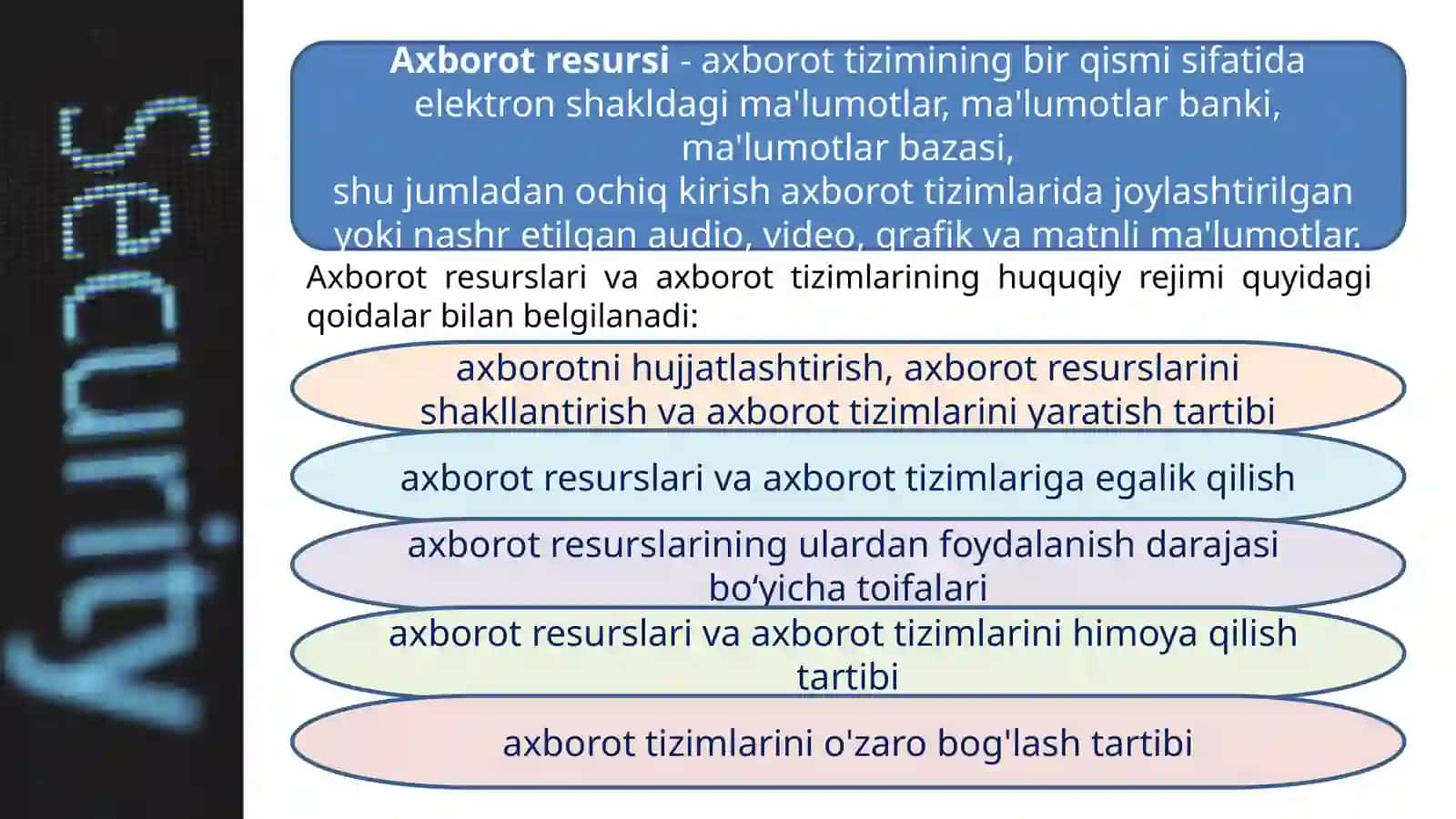 KONFIDENSIAL AXBOROTNING TURLARI VA DARAJALARIBOʻYICHAKLASSIFIKATSIYASI 3