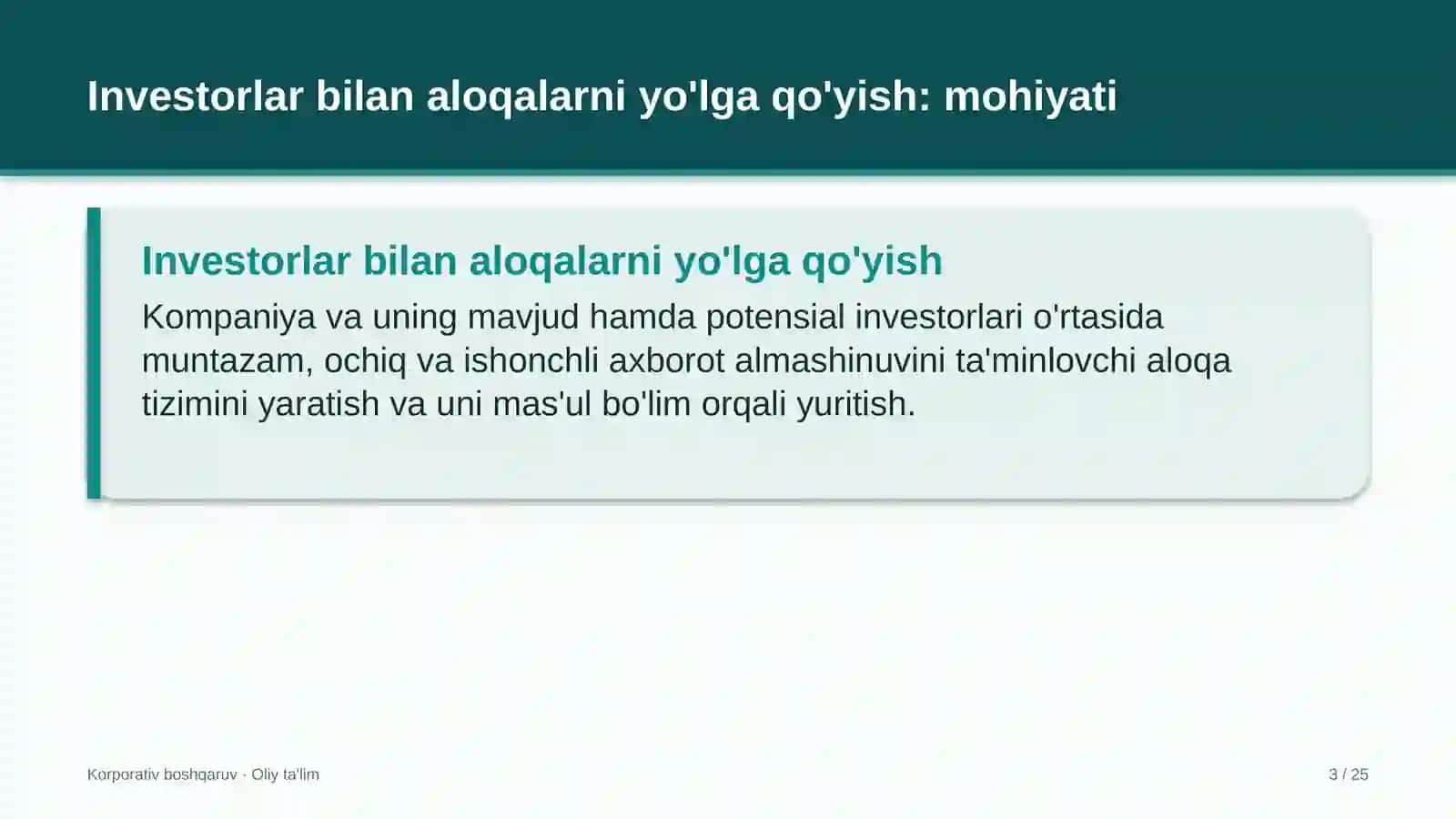 alkogolsiz ichimliklar ishlab chiqarishda investorlar bilan aloqalarni yo'lga qo'yish 9345 3