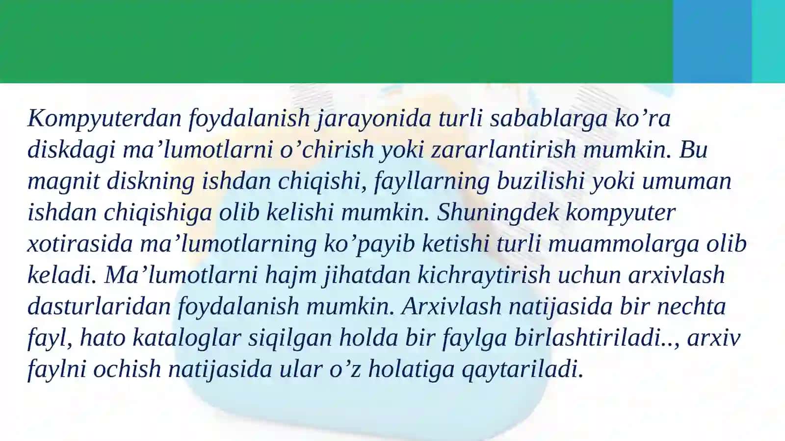 Arxivlash dasturlari. Fayllarni arxivlash va arxiv fayllarni ochish 3