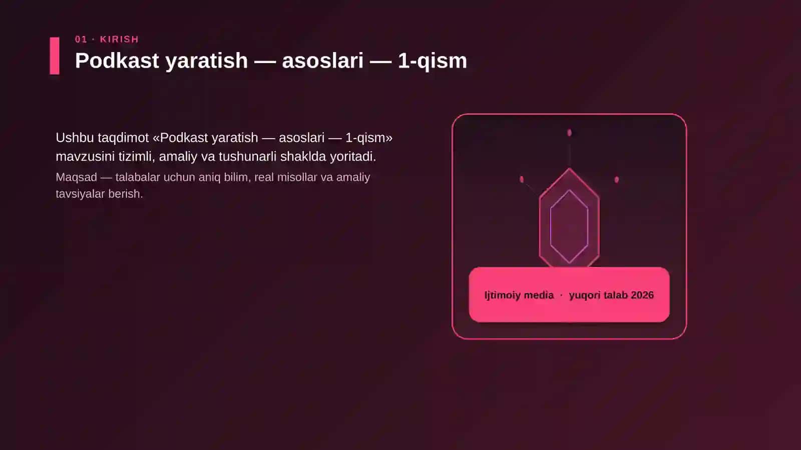 Podkast yaratish — asoslari — 1-qism 3