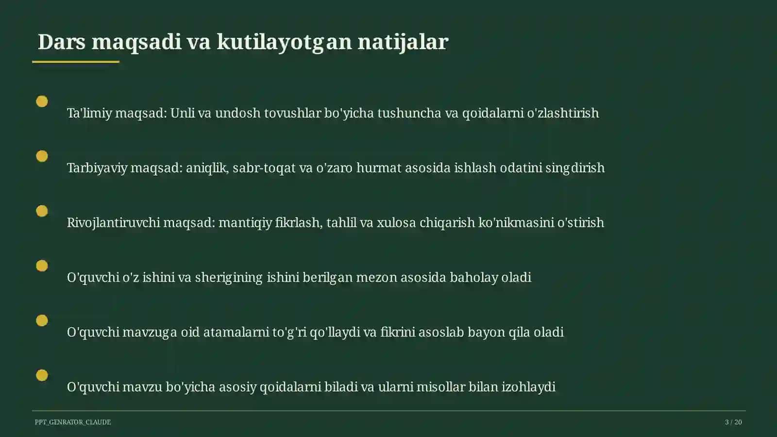 Unli va undosh tovushlar (1-sinf) 3