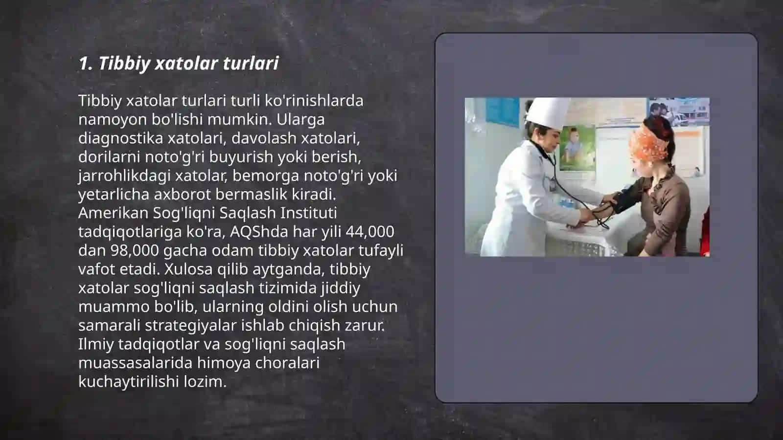Tibbiy xatolar turlari 3
