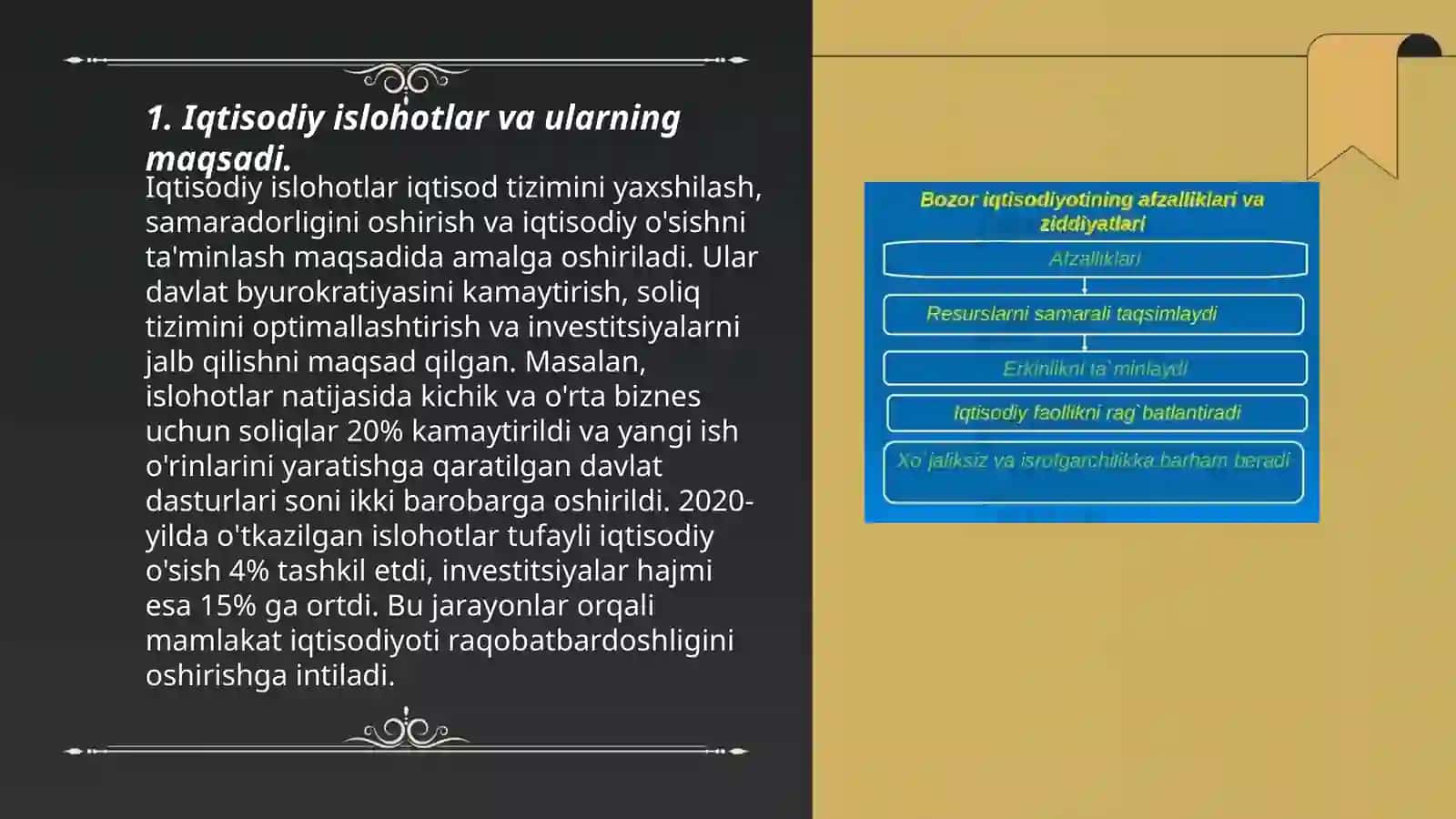 Iqtisodiy islohotlar, xususiy mulkchilikning shakllanishi. O‘zbekistonda bozor munosabatlarining rivojlanishi 3