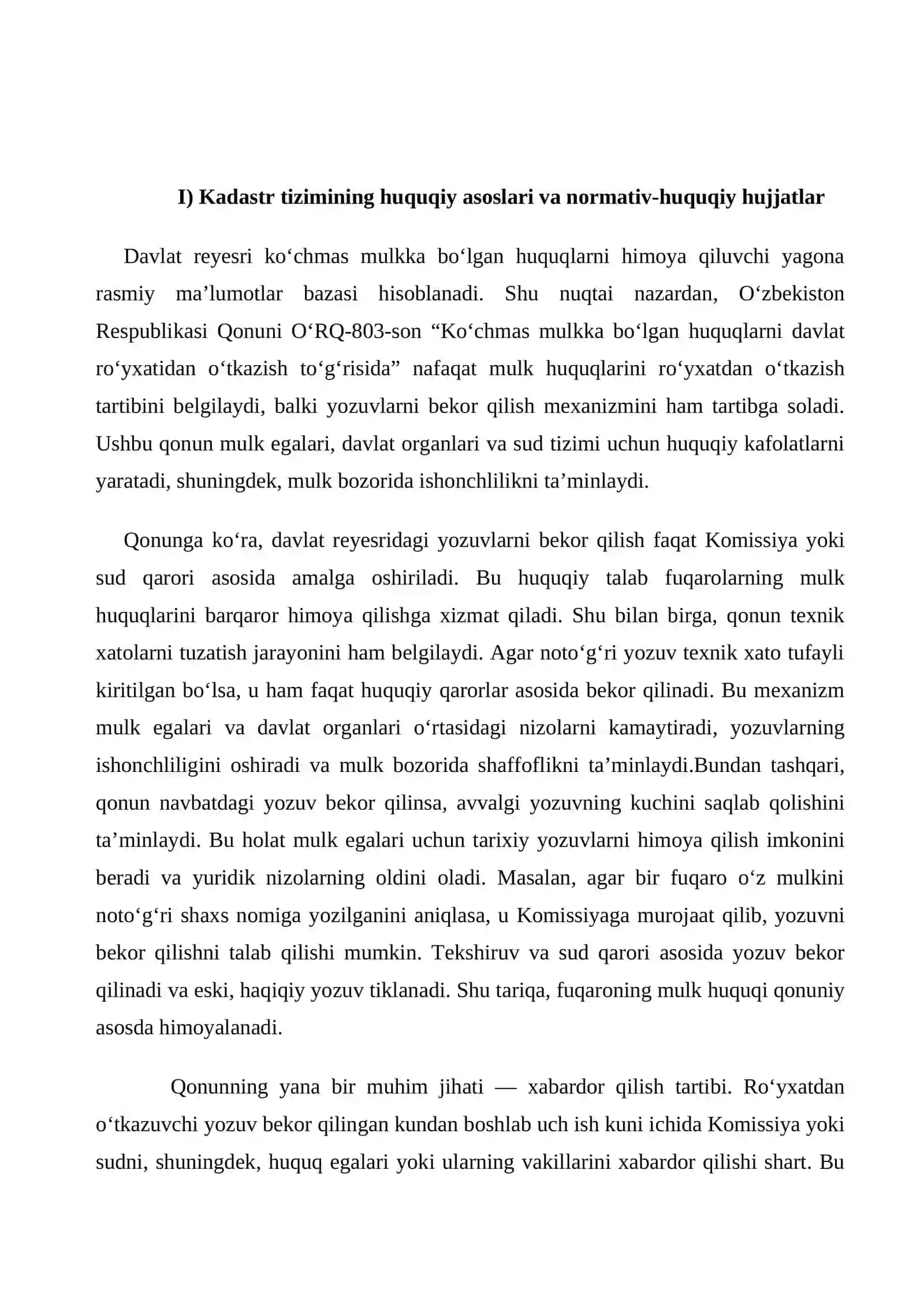 Kadastr obyektlariga bo’lgan xuquqlarni davlat ro’yxatidan o’tkazishning Xuquqiy asoslari 3