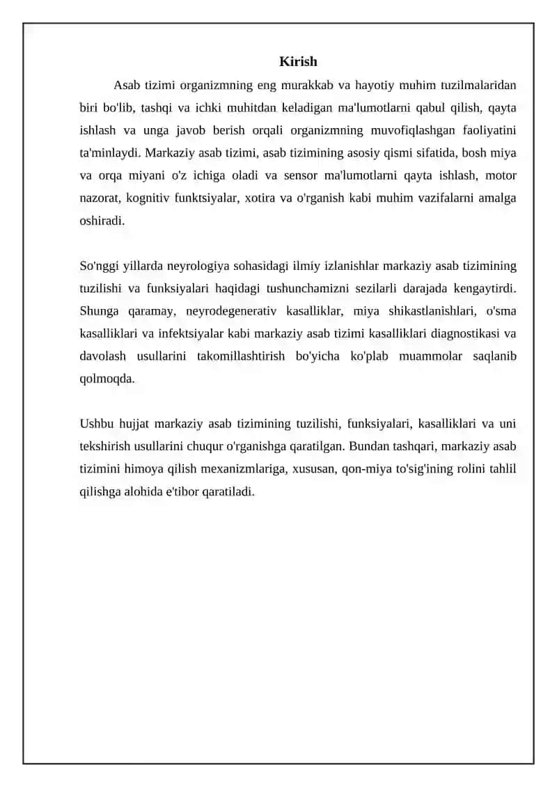 Nerv sistemasining tuzilishi. Markaziy nerv sistemasi. 3