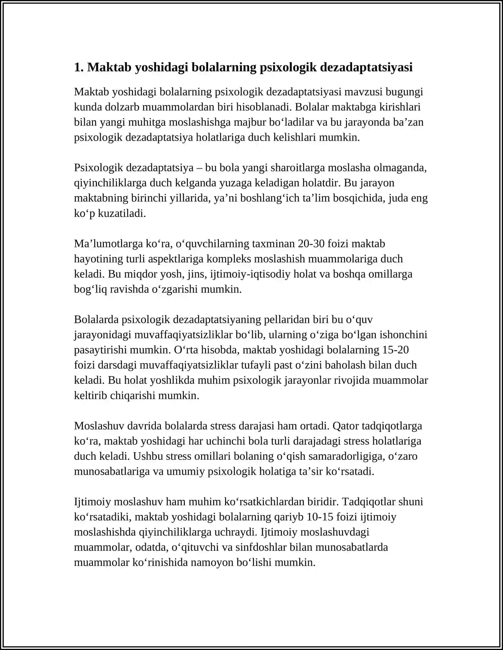 MAKTAB YOSHDAGI BOLALAR DEZADAPTATSIYANING PEDAGOGIK SHART SHAROITLAT 3