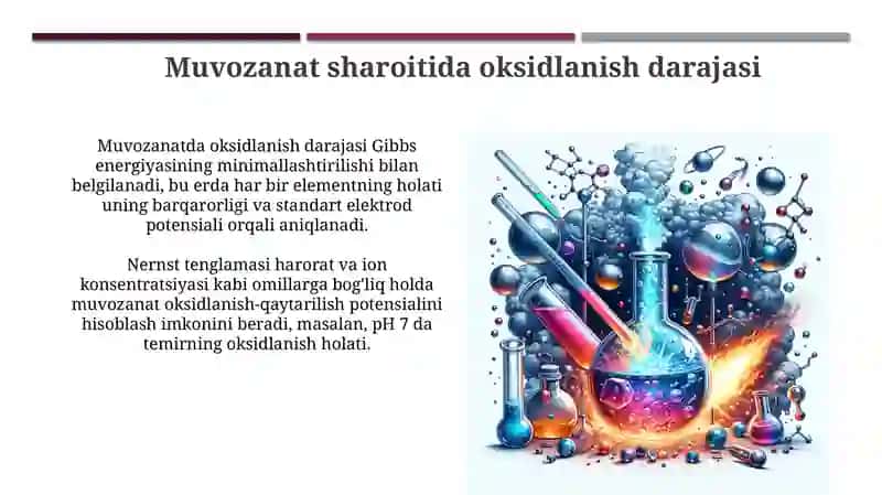 Muvozanat sharoitida oksidlanish darajasi va unga texnologik omillarning ta'siri 3