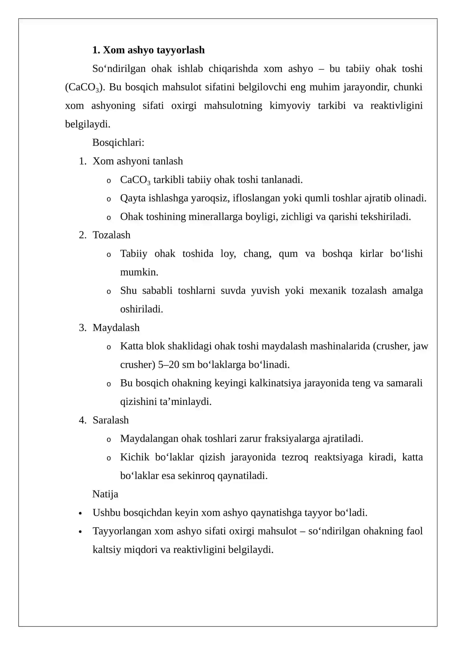 So’ndirilgan ohak ishlab chiqarish texnologiyasi 3