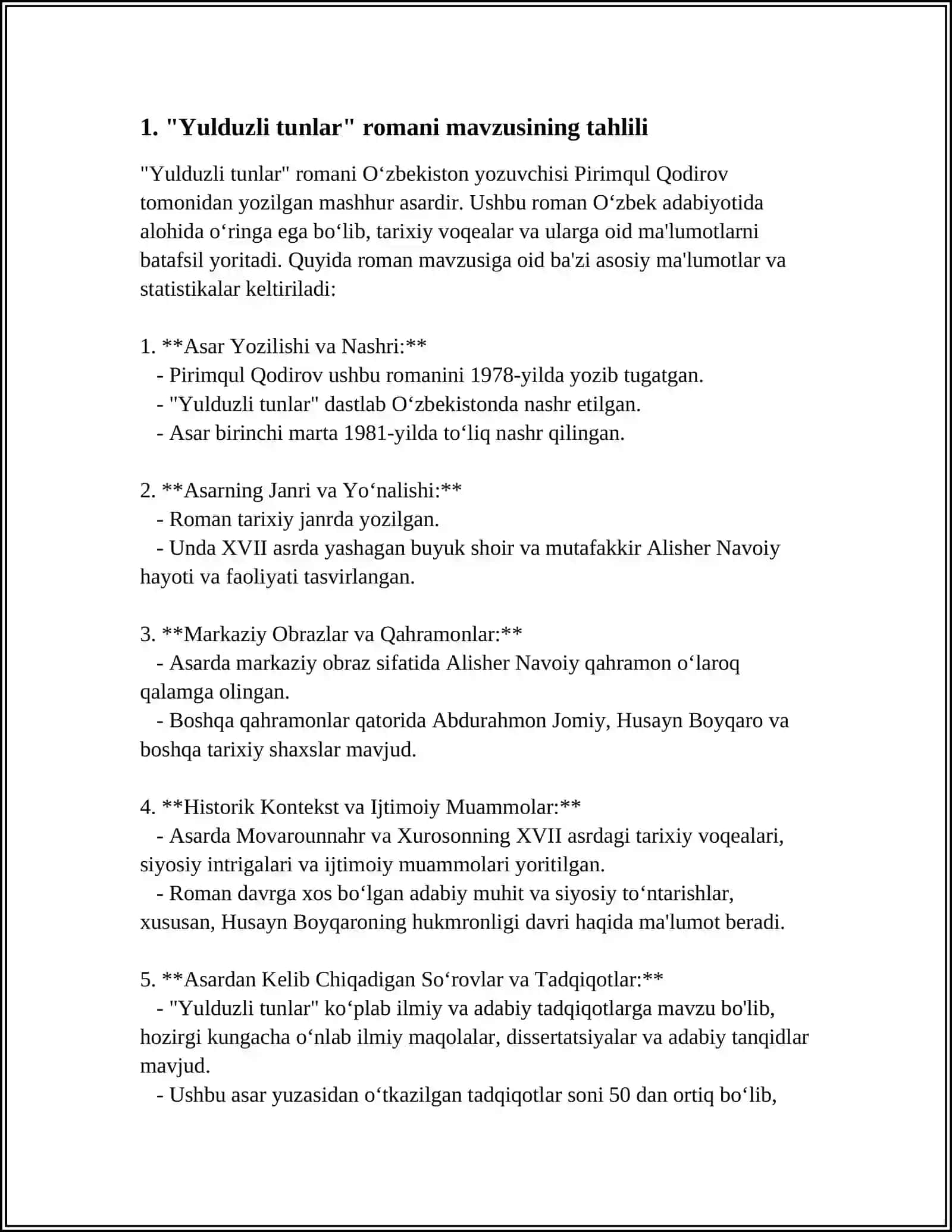 PRIMQUL QODIROVNING "YULDUZLI TUNLAR" ROMANI O'QITISH METODIKASI 3