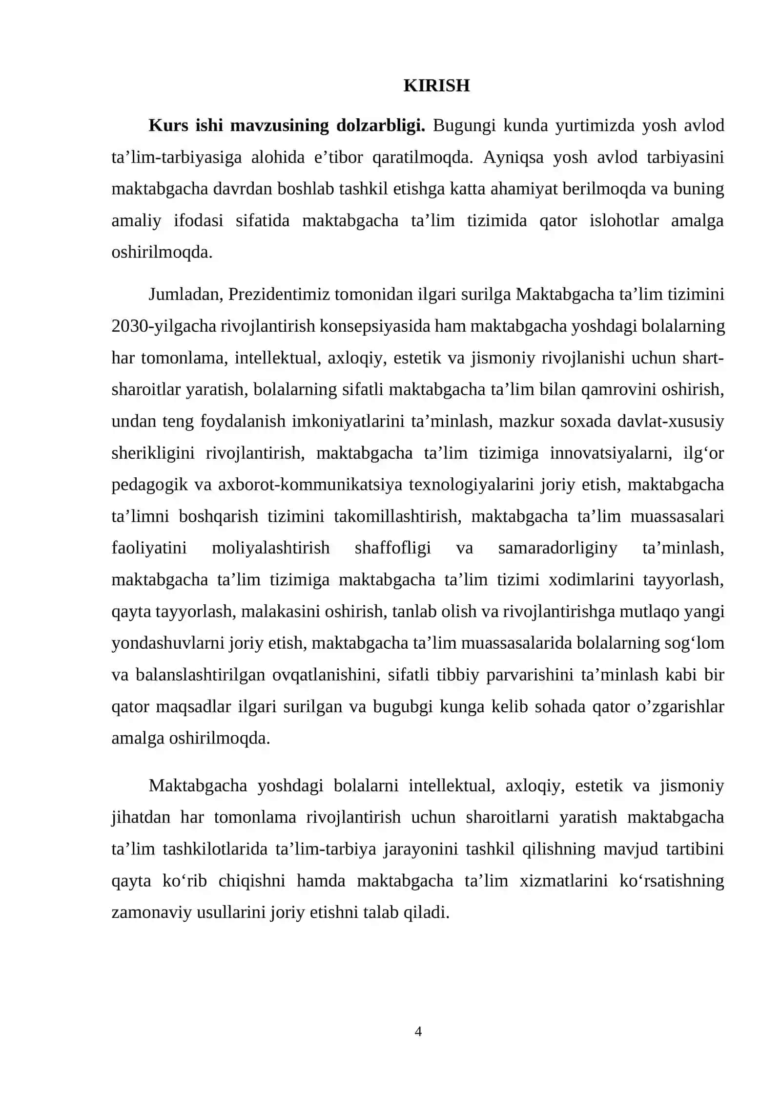 MAKTABGACHA PEDAGOGIKA FANIDAN TAYYORLAGAN KURS ISHI 3