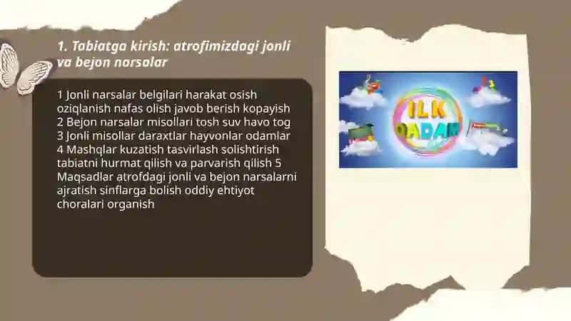 Tabiat bilan tanishtirish mazmuni 3