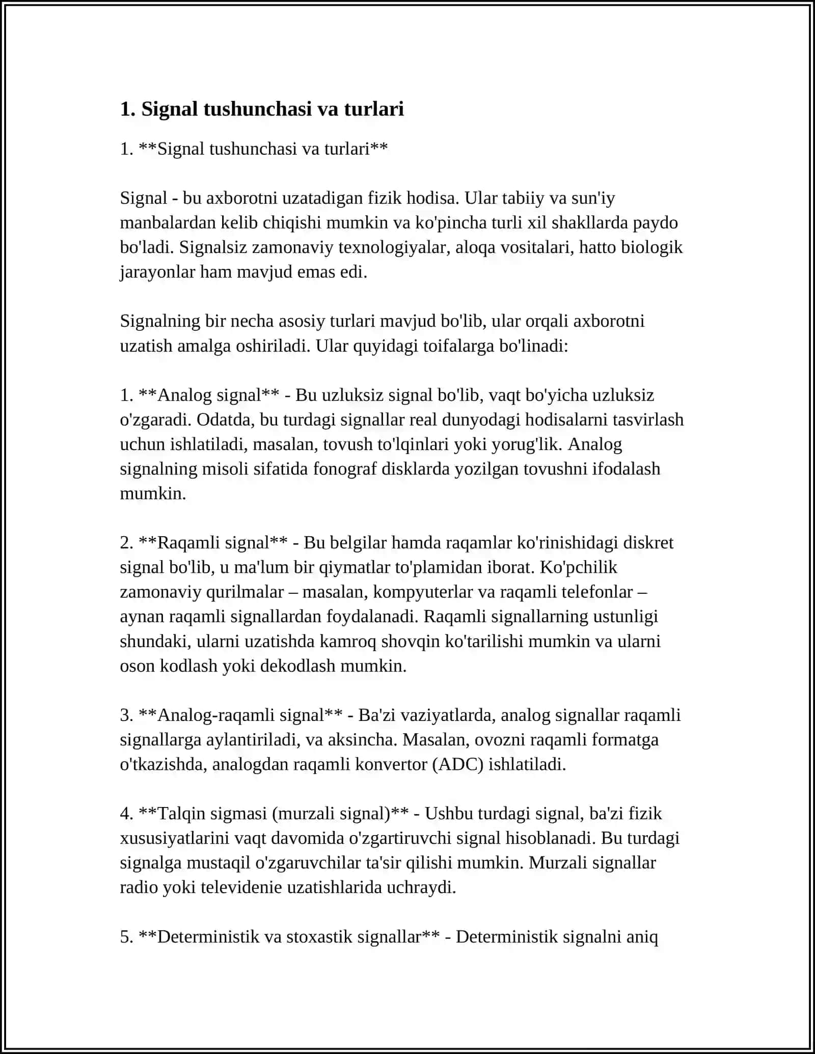 SINGNALNI ANIQLASH VA DISKRET 3