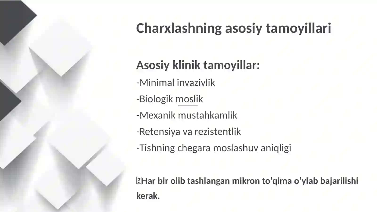Tish qattiq to'qimalarini charxlash bosqichlari va tamoyillari 3