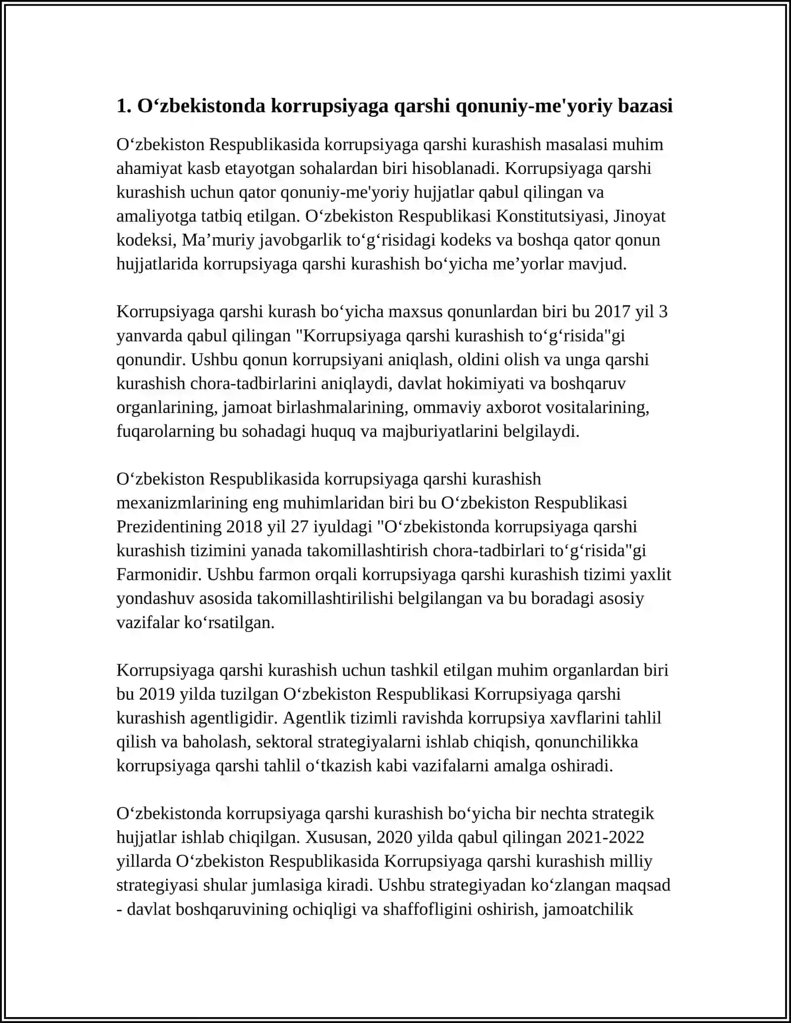 O‘ZBEKISTONDA KORRUPSIYAGA QARSHI KURASHISH MEXANIZMLARI 3
