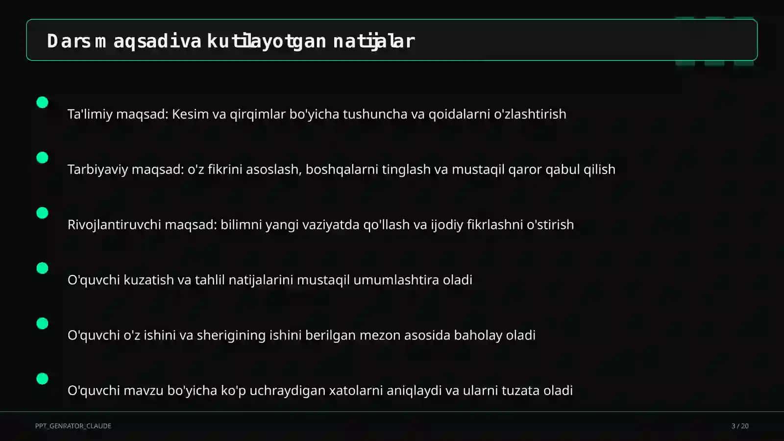 Kesim va qirqimlar (9-sinf) 3