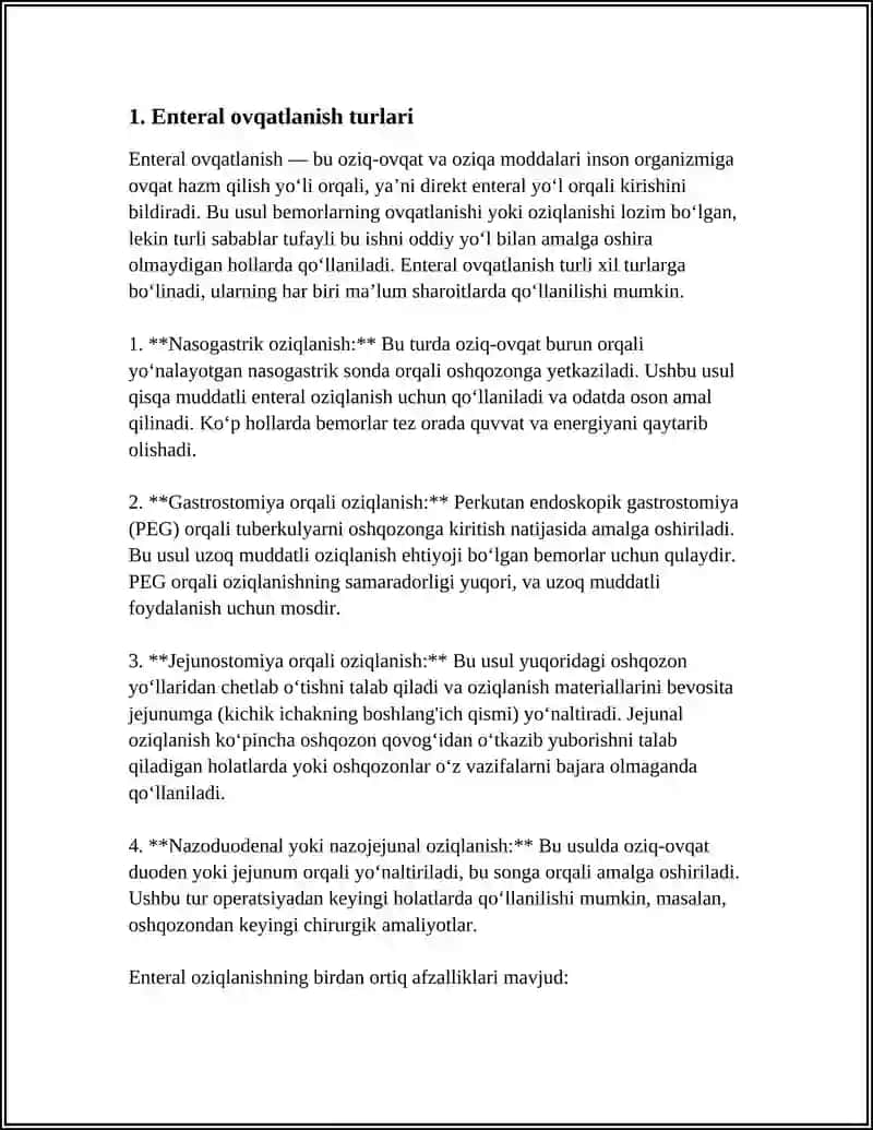 MUSTAQIL ISH Mavzu: ENTERAL VA PARENTERAL OVQATLANISH _HAQIDA MALUMOT VA 10_SAVOL 3