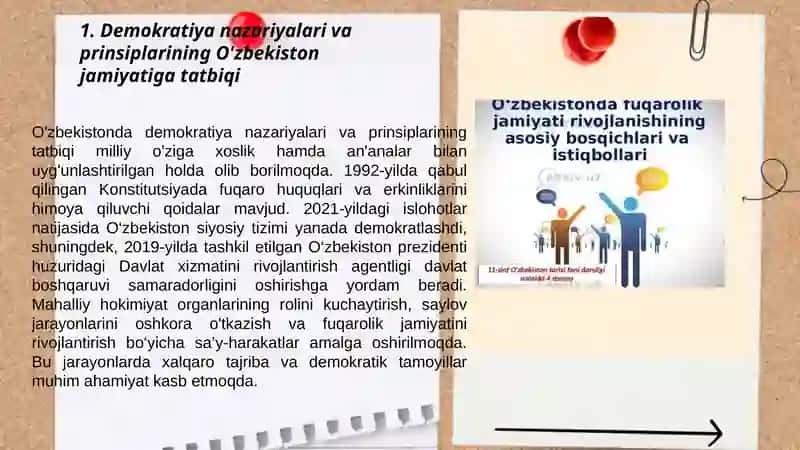O'zbekiston demokratik fuqarolik jamiyati asoslarining shakllanishi siyosiy islohotlarning amalga os 3