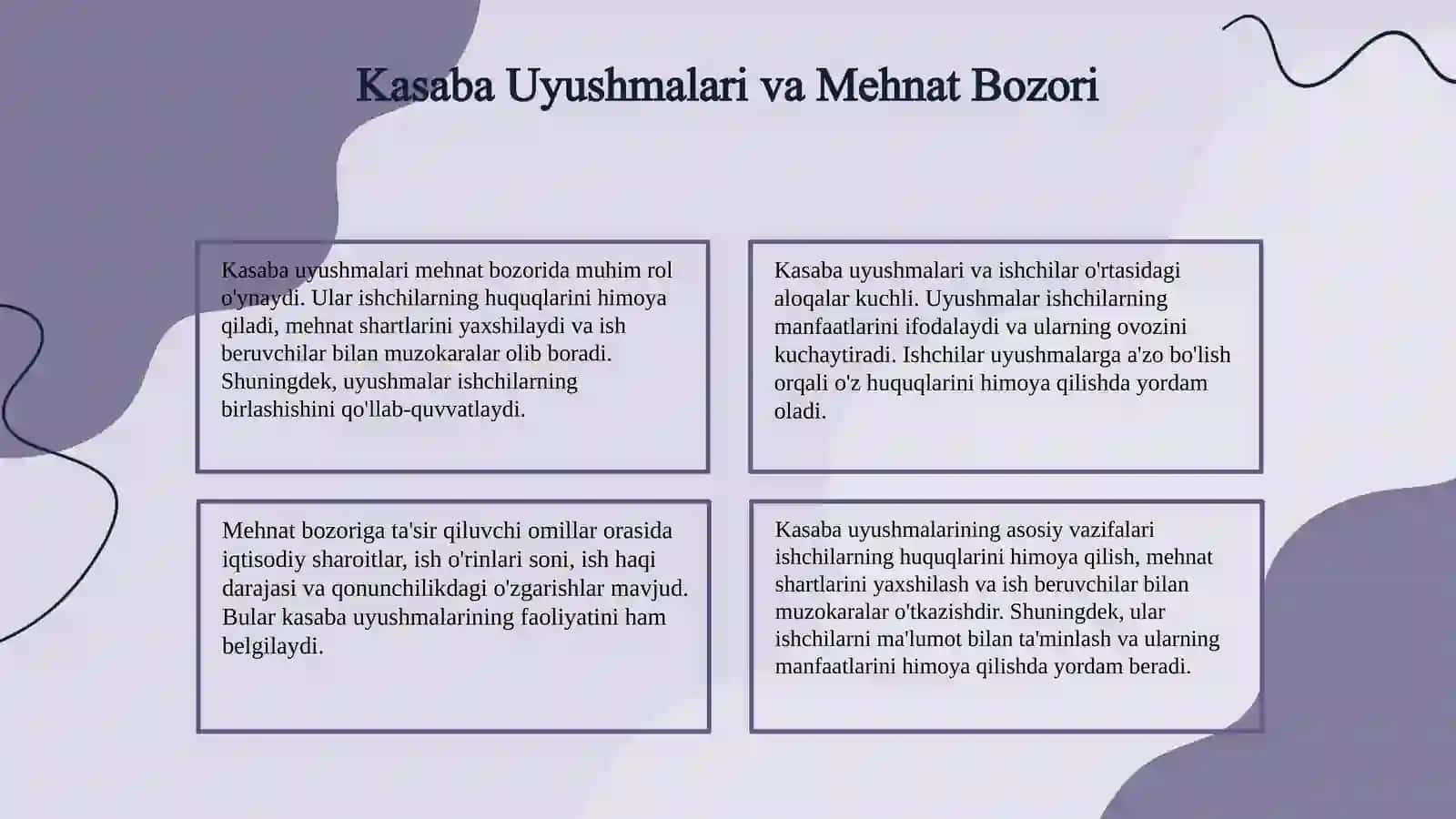 Kasaba Uyushmalari va Mehnat Bozori 3