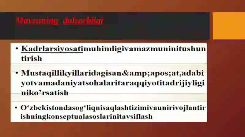 Mustaqillik yillarida O‘zbekistonda fan, ta'lim,  sport, san'at, adabiyot va sog‘liqni saqlash tizimi rivoji 3