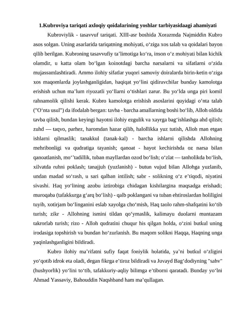 Kubrovlik Tariqati va uning Asoslari 3