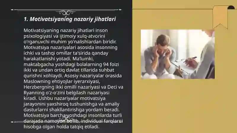 Xorij psixologiyasida motiv va motivatsiya muammosi 3