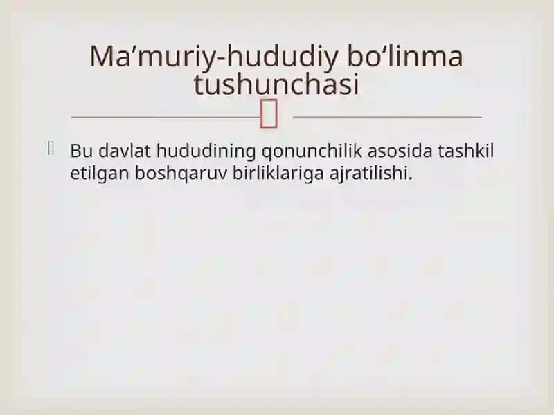 Maʼmuriyhududiyboʻlinmalariningchegaralarinibelgilash,yerdanfoydalanishdagicheklashlarvamajburiyatlar 3