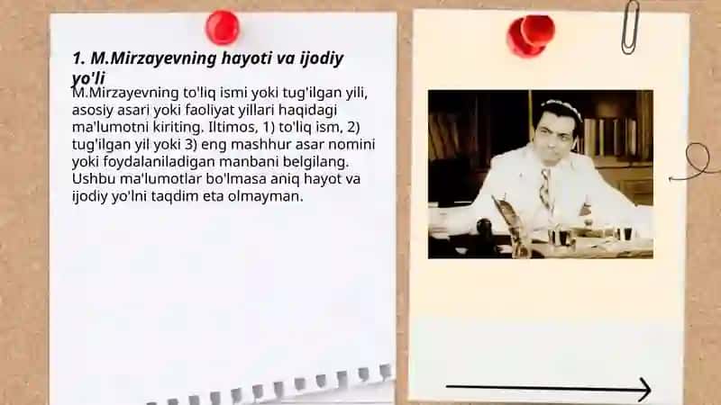 M.Mirzayevning hayoti va ijodiy yo'li 3