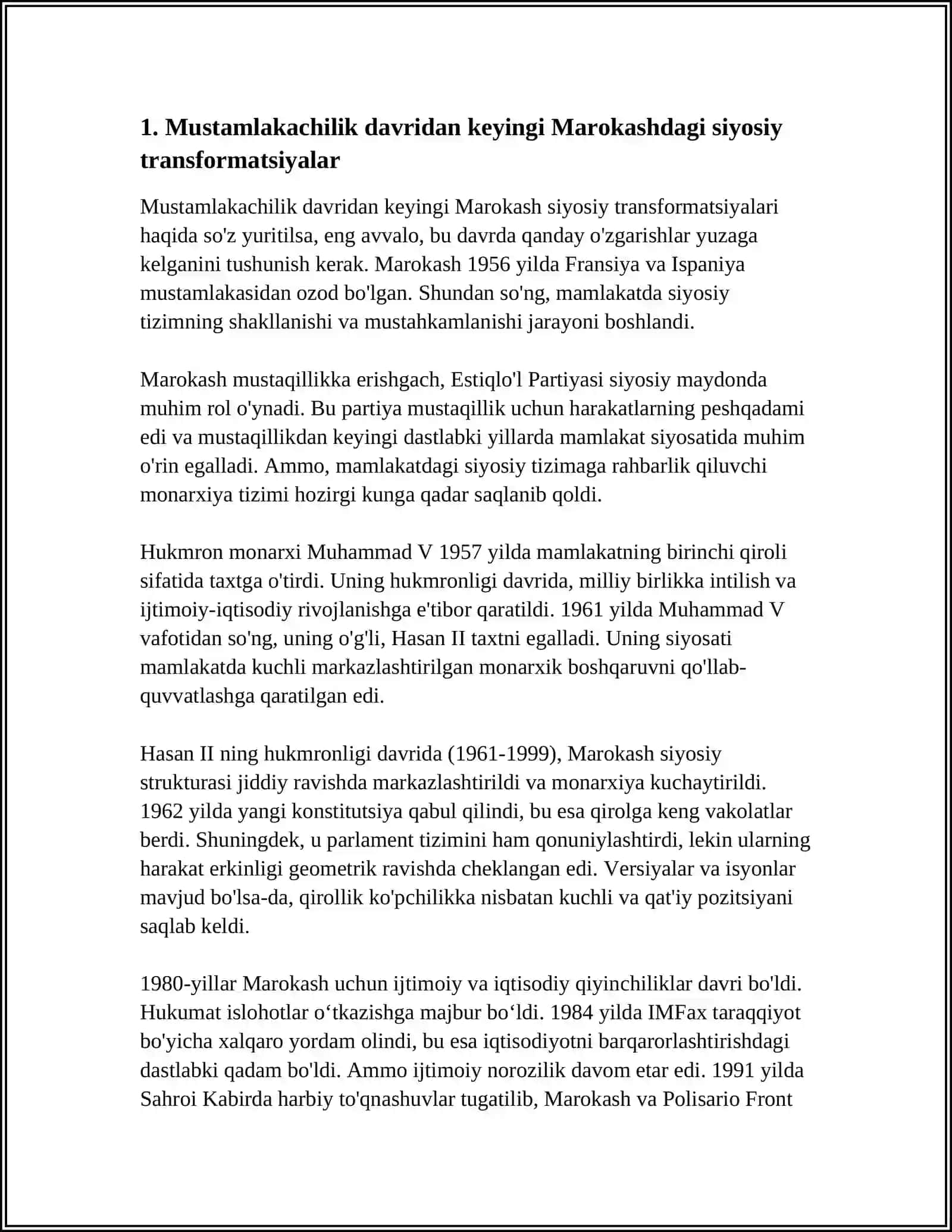21 ASR BOSHLARIDA MAROKASHDAGI SIYOSIY JARAYONLAR 3