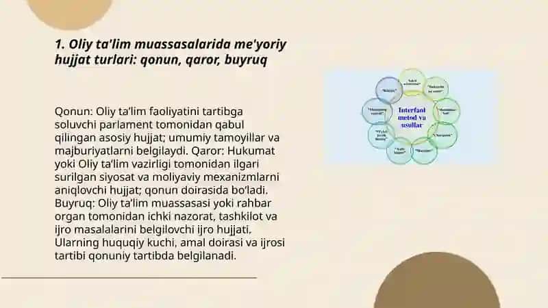 Oliy ta'limda me'yoriy hujjat turlari ularni ishlab chiqish 3