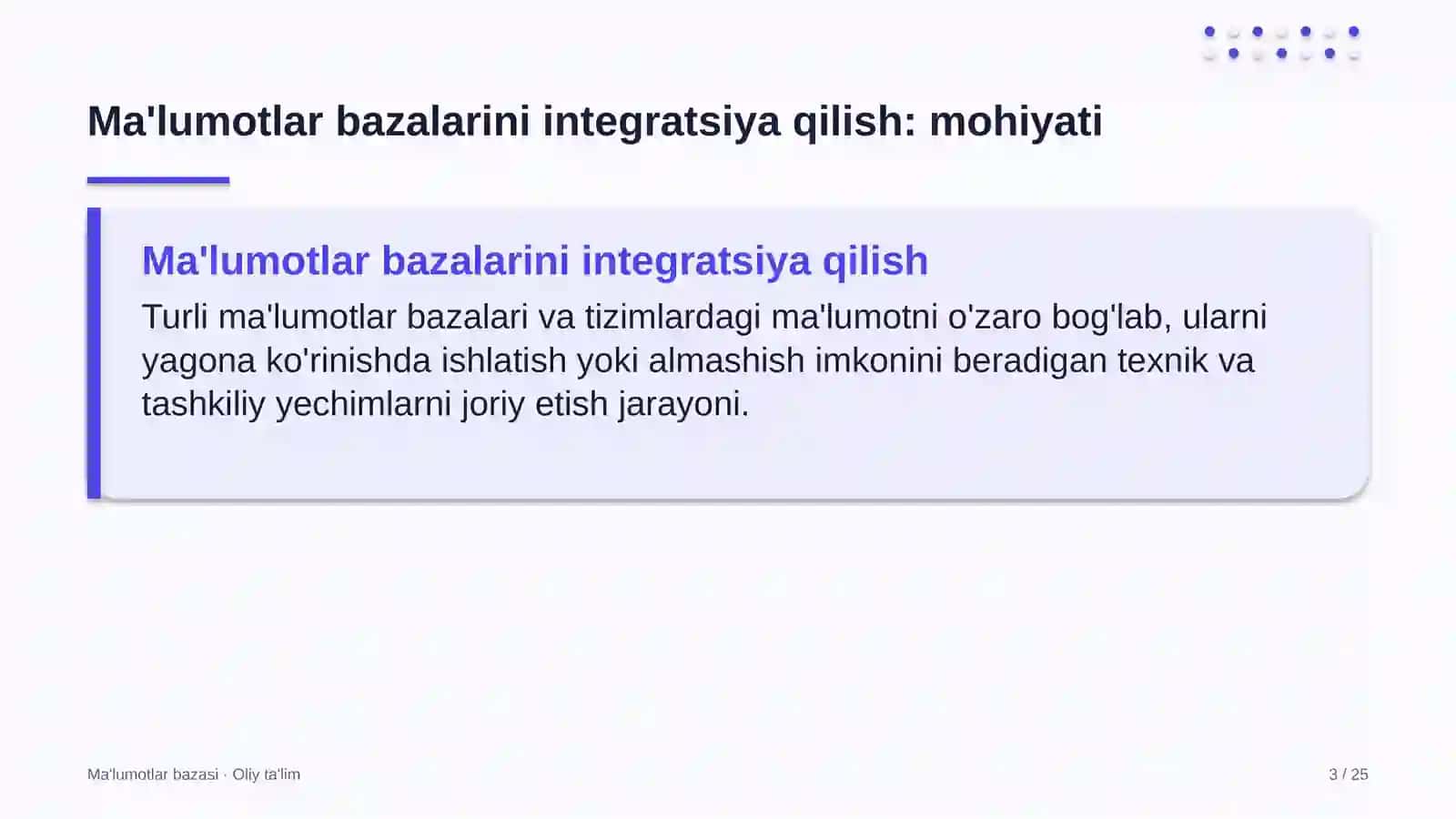 moliya sohasida ma'lumotlar bazalarini integratsiya qilish 6916 3
