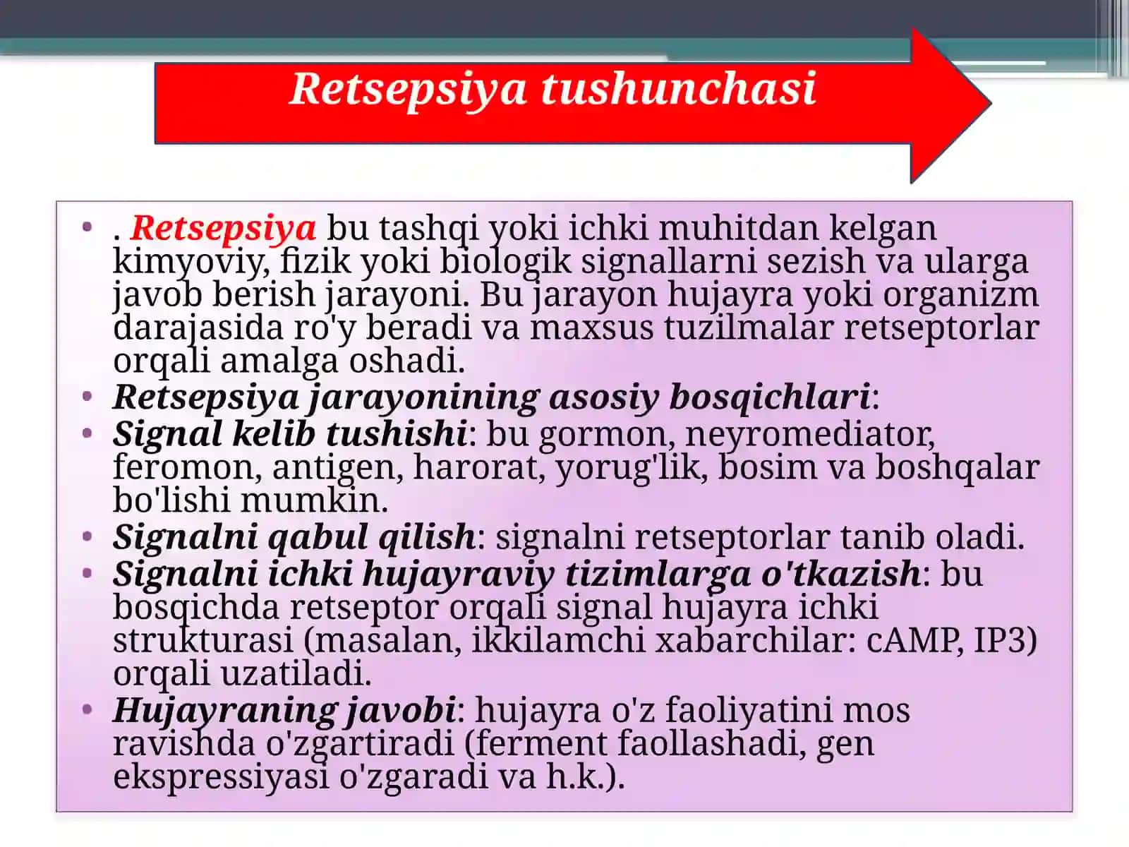 Biofizika fanidan Retseptor hujayralar tuzilishi 3