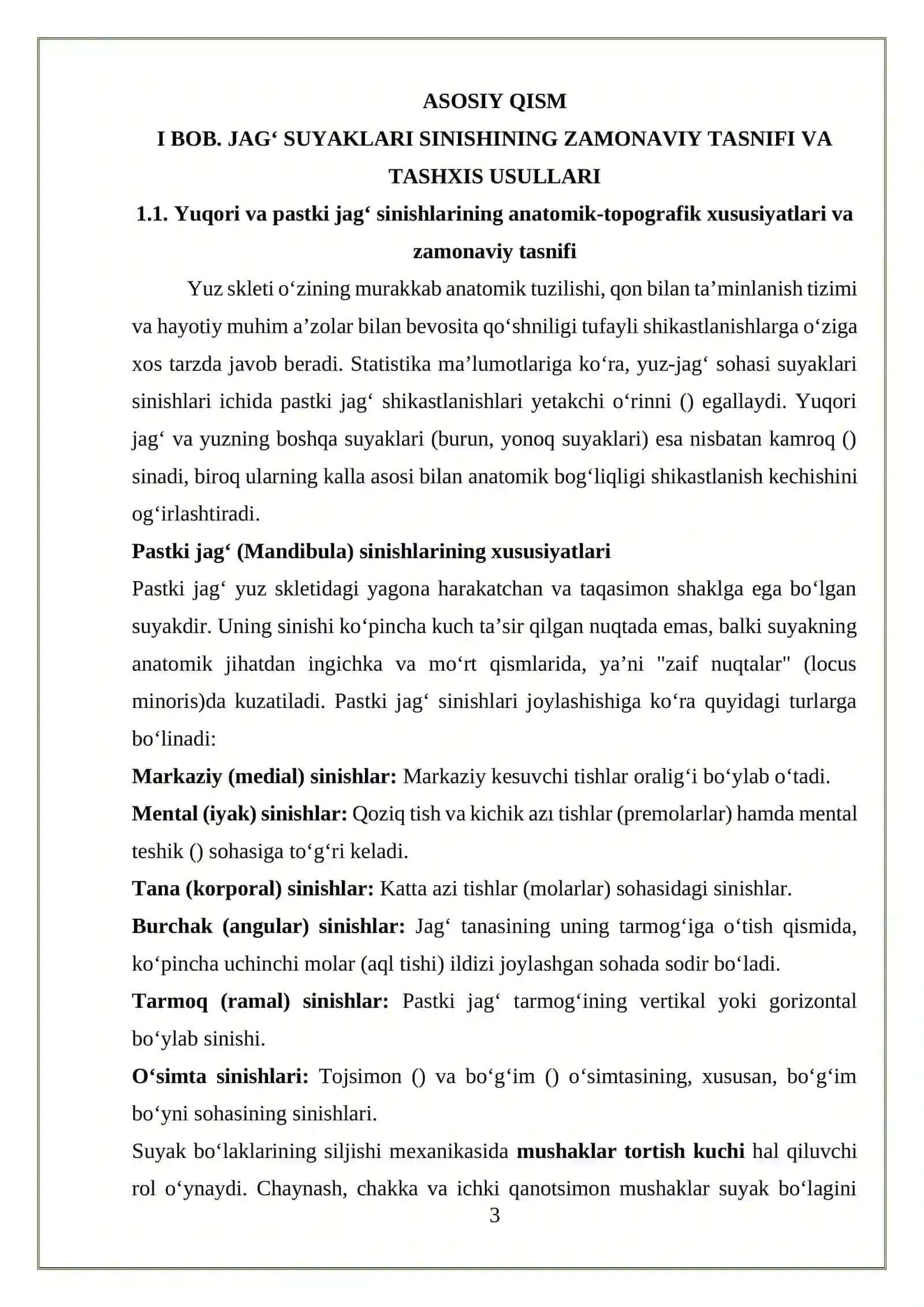 JAG` SUYAKLARINI SINISHIDA DAVOLASH USULLARI. YUZ - JAG` SOHASI JAROHATLARI ERTA VA KECHKI ASORATLARI 3