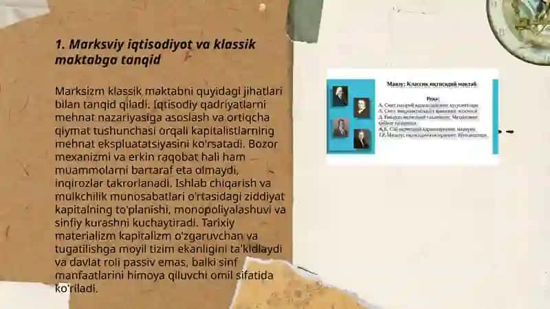Klassik iqtisodiy maktabga muqobil gʻoyalarning mohiyati 3