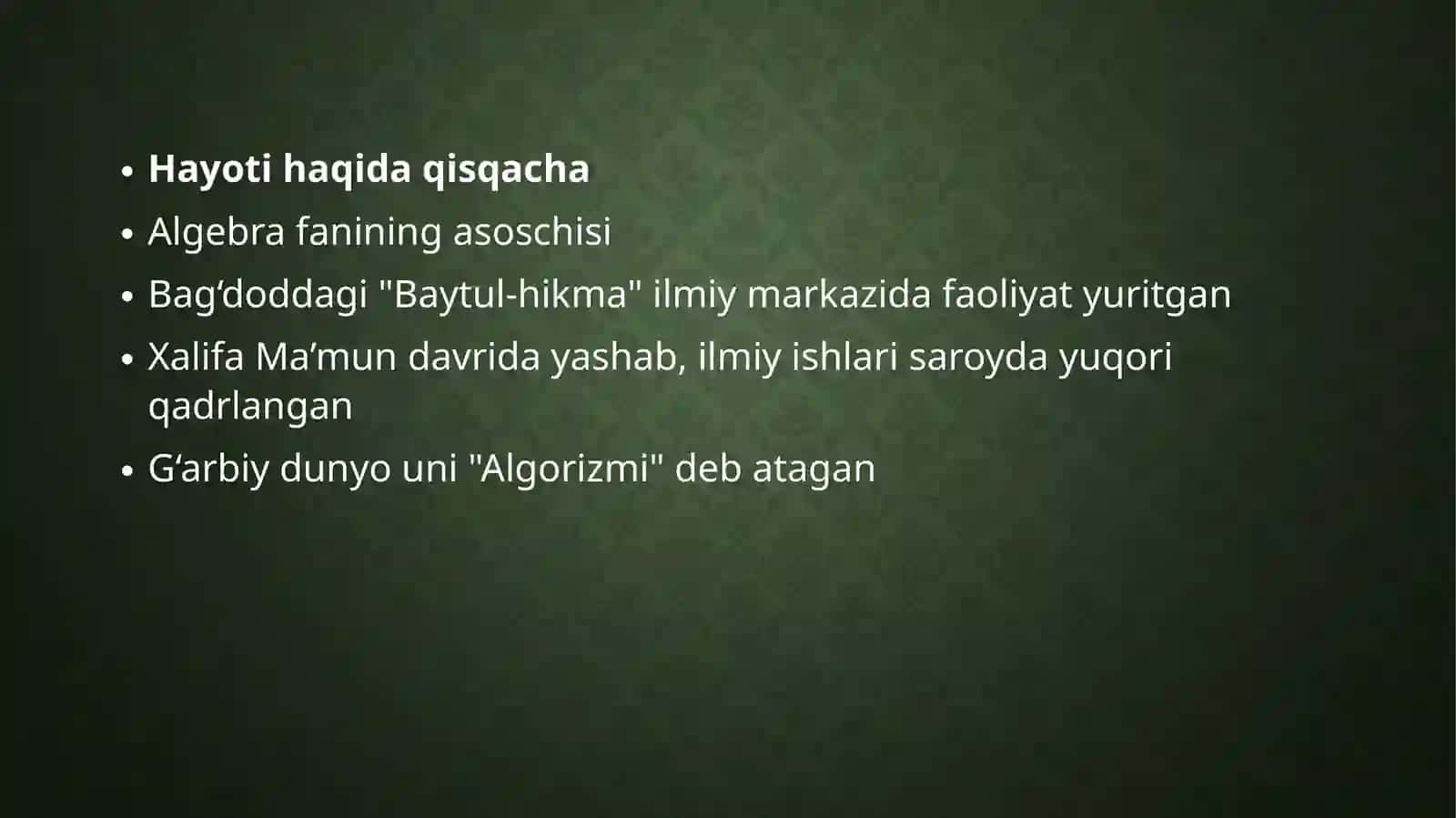 Muhammad al-Xorazmiy—Buyuk alloma va matematikaning otasi 3