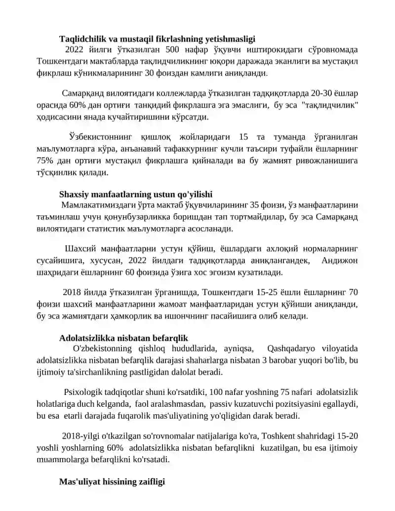 Yoshlar axloqidagi asosiy qusurlar 3