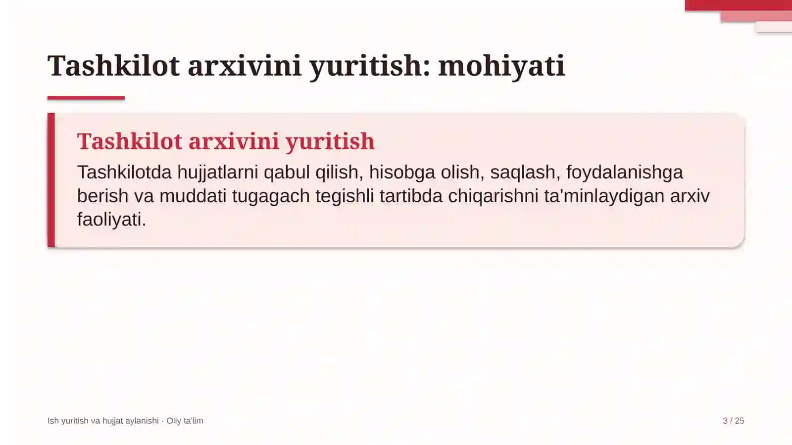 Ma'lumotlar markazlarida tashkilot arxivini yuritish 3