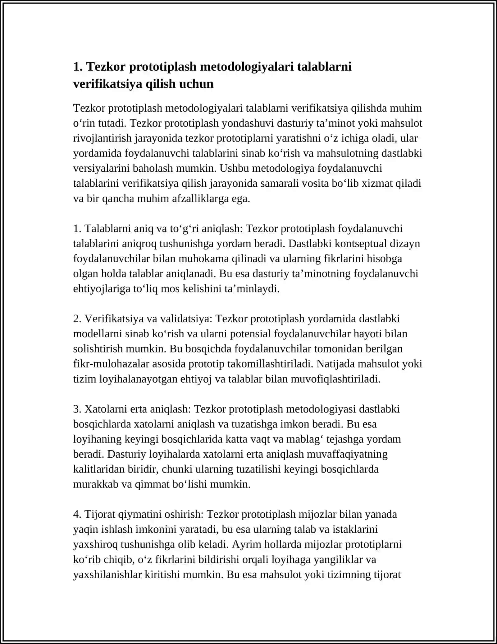 TALABLARNI VERIFIKATSIYA QILISH UCHUN PROTOTIPLASH VA SIMULYATSIYA METODLARNI QOLLASH 3