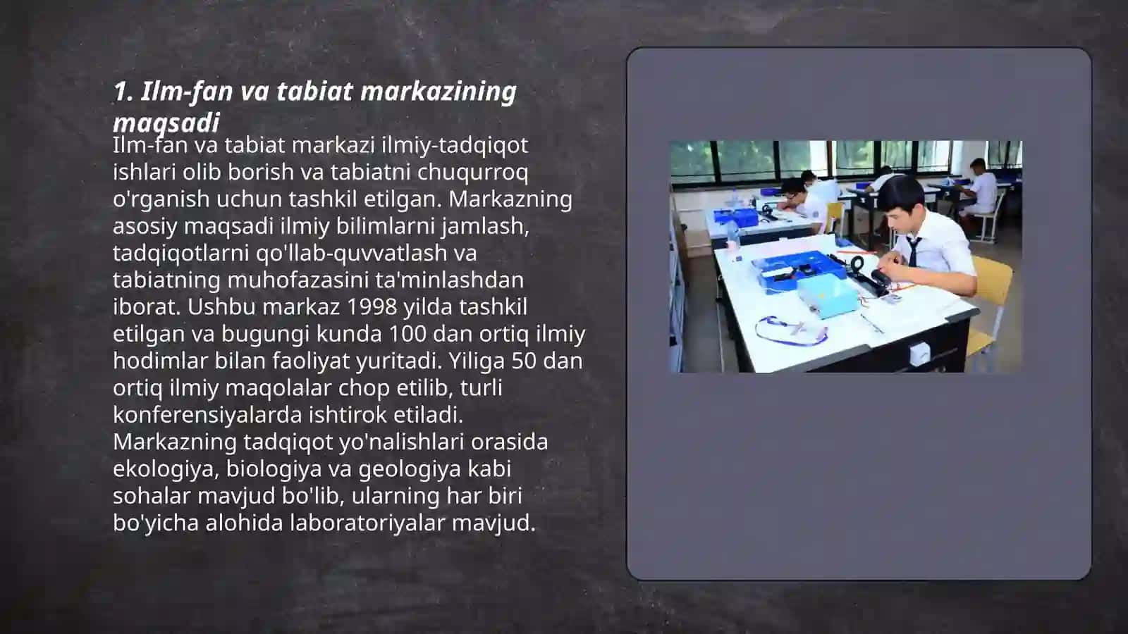 Ilm - fan va tabiat markazi va unda faoliyatlarni tashkil etish 3