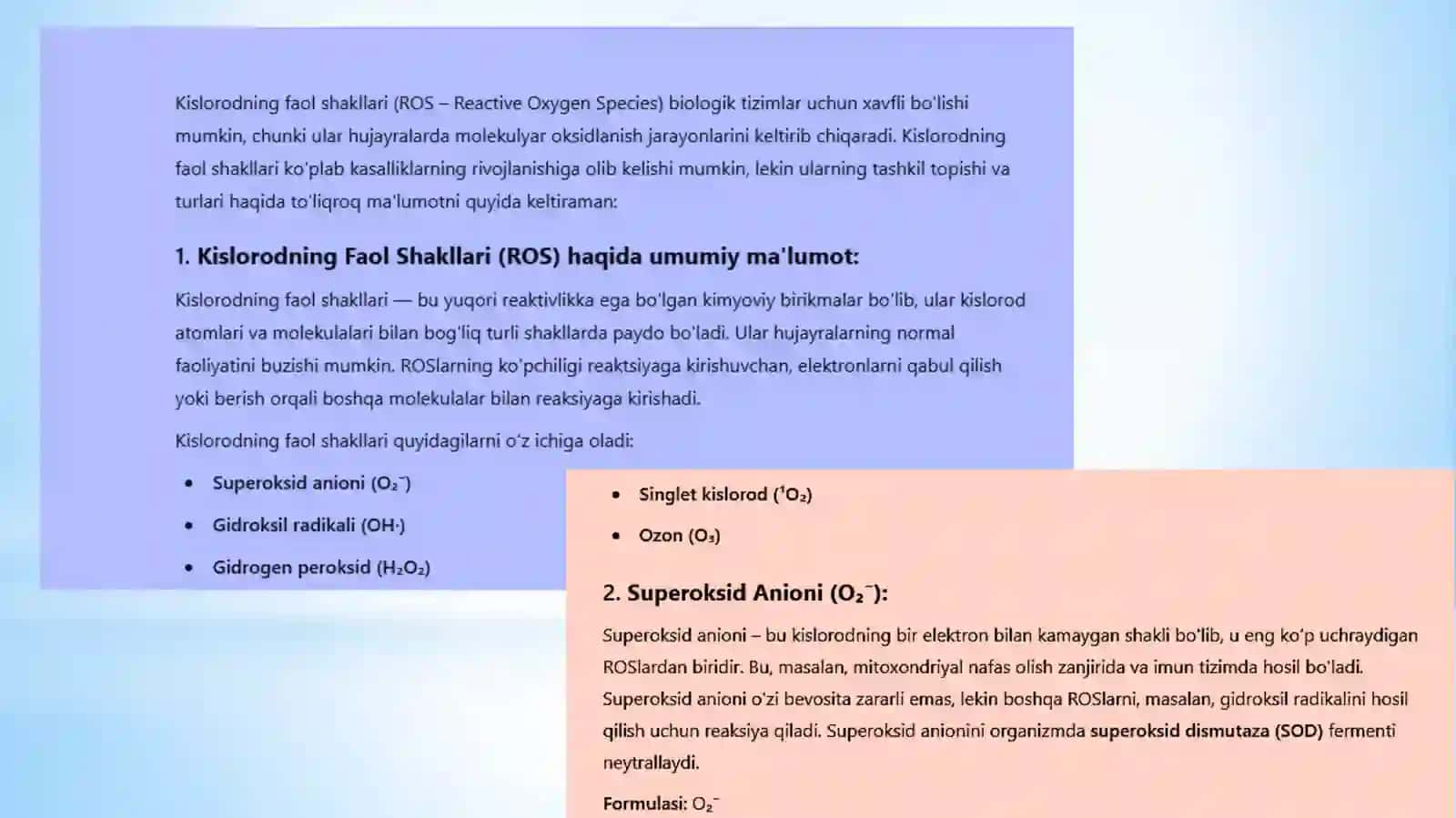 Kislarodning faol shakllari, oksidlovchi stress, antioksidantlar 3
