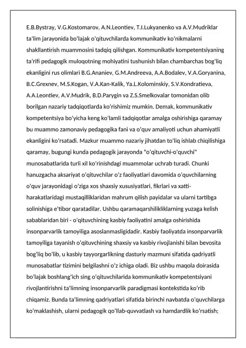 Bo'lajak boshlang'ich sinf o'qituvchilarida kommunikativ kompetensiyani rivojlantirish yo'llarida uning ahamiyati 3