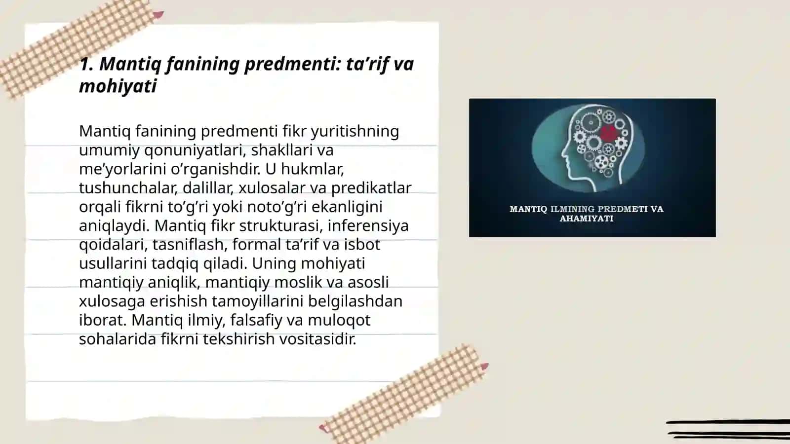 Mantiq fanining predmenti 3