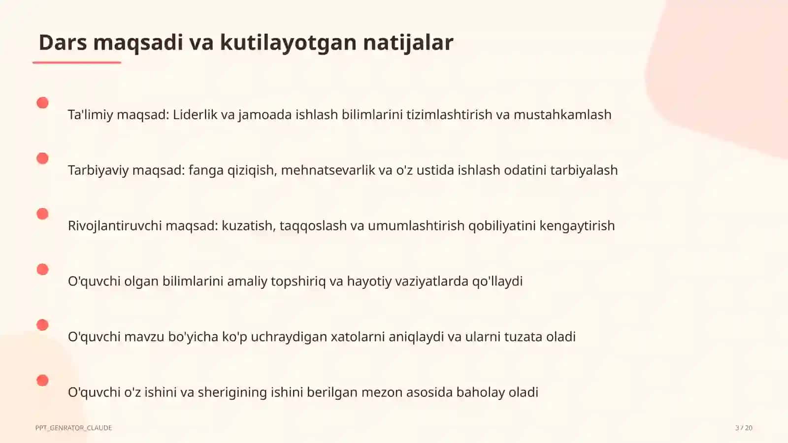 Liderlik va jamoada ishlash (11-sinf) 3