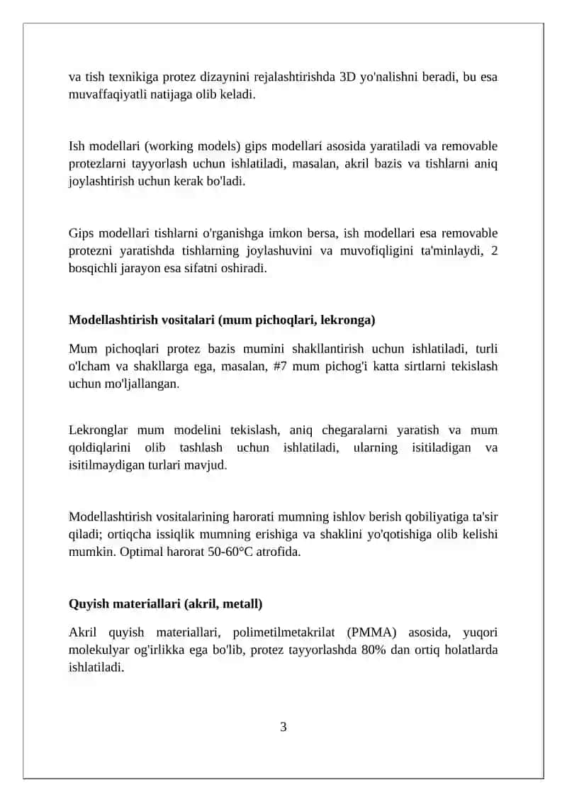 Olinadigan tish protezlarini pardozlashda ishlatiladigan maxsulotlar va asboblar 3