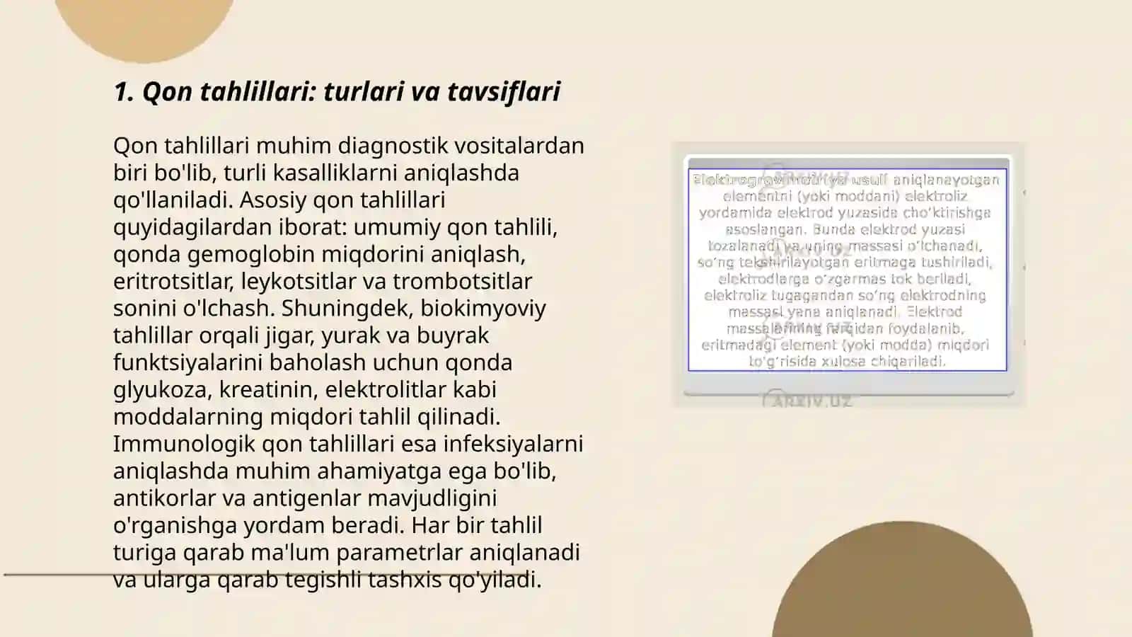 Qon tahlillari: turlari va tavsiflari 3