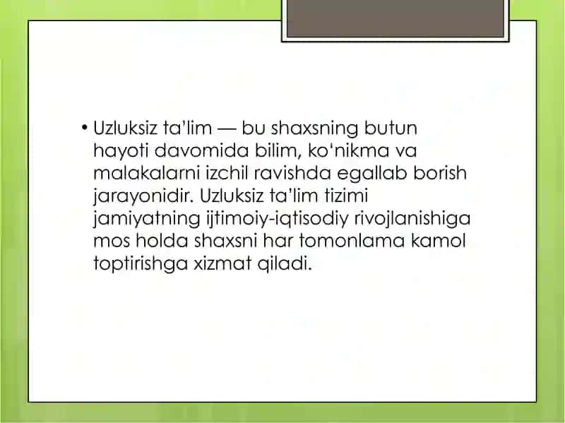 Uzliksz ta'lim turlari Maktab gacha ta'lim gruxlarida alohida ta'lim turi sifatida 3